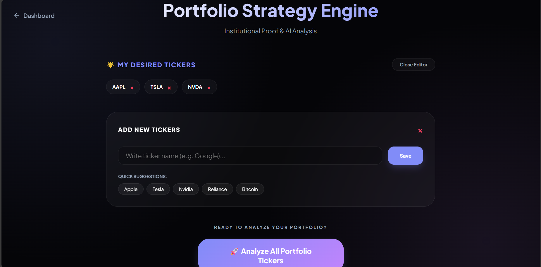 Add Portfolio Strategy Engine Screenshot here